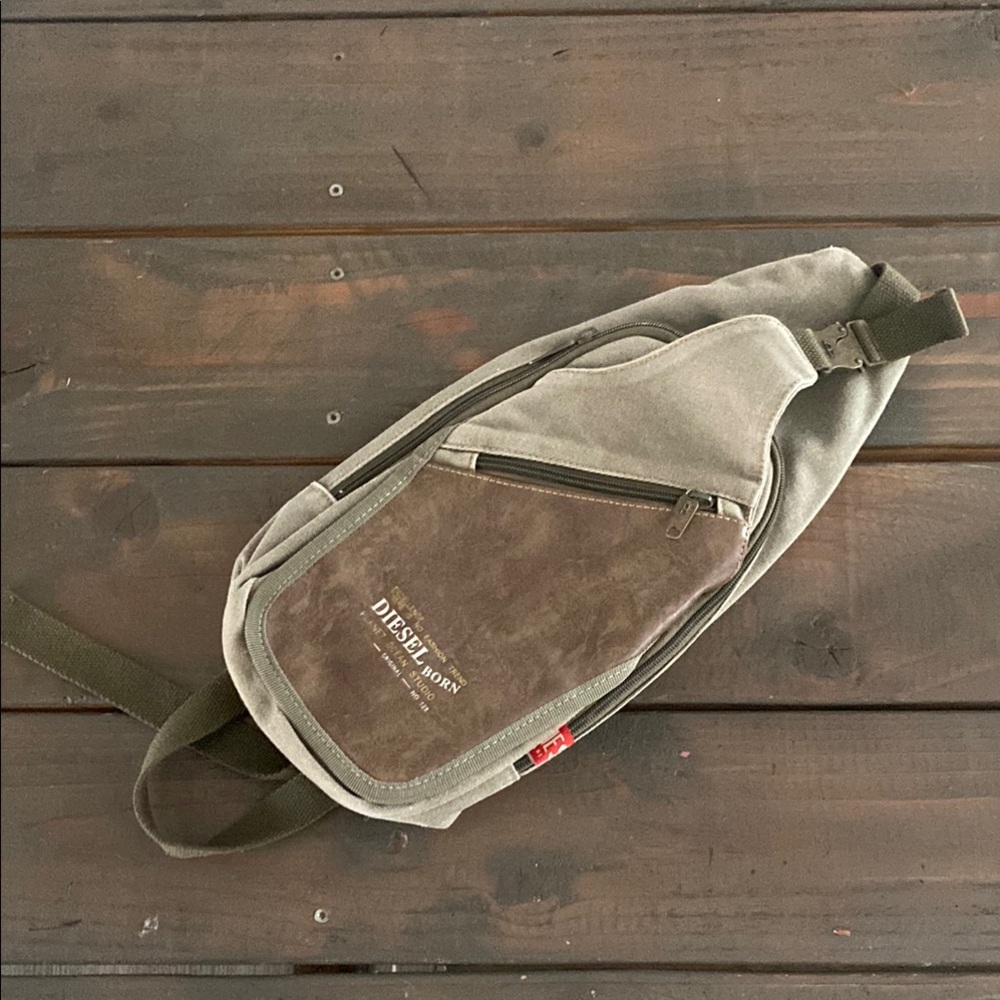 Diesel Tan and Brown Shoulder Bag Durable Design